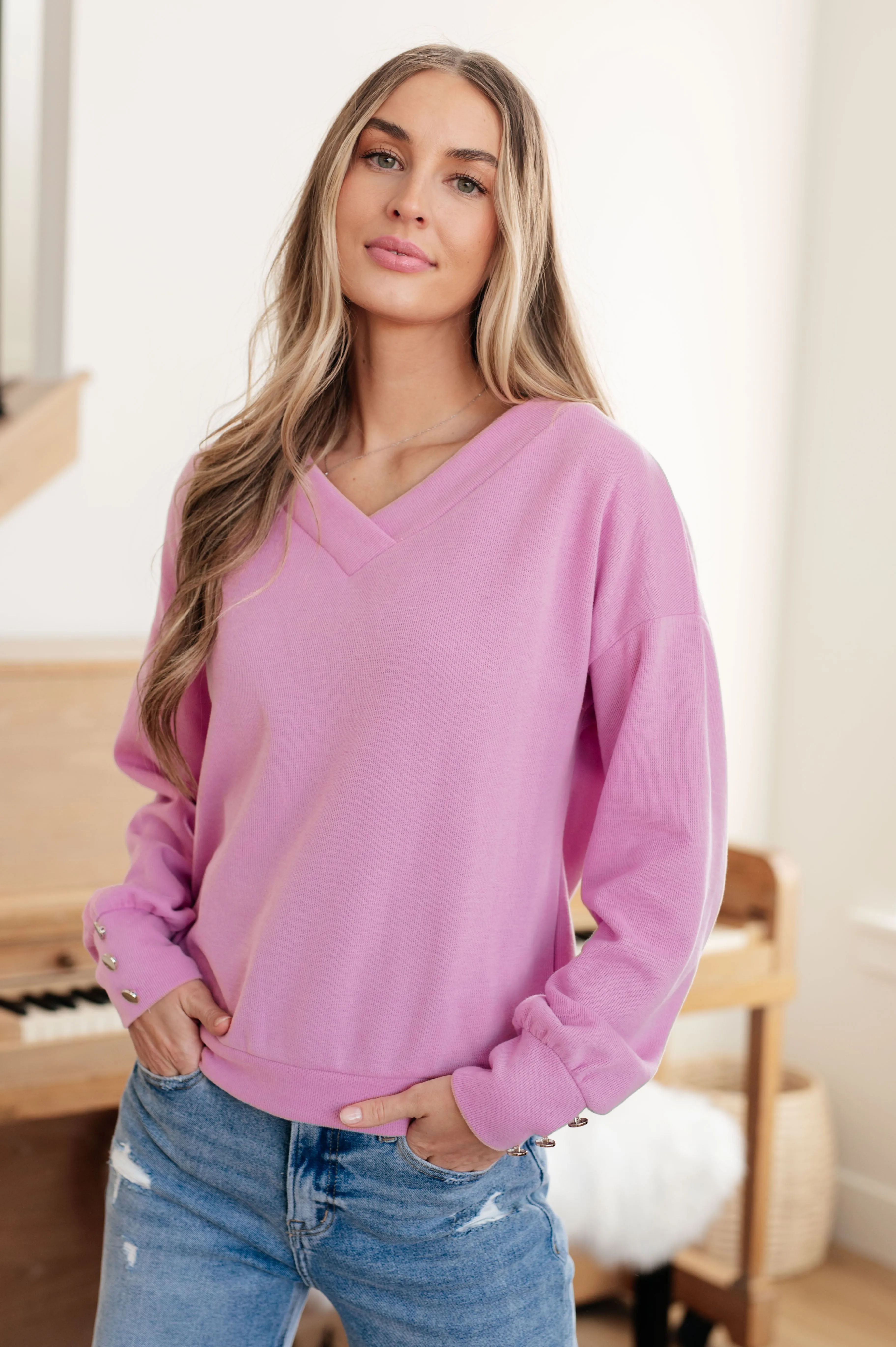 Verified Long Sleeve V-Neck Top