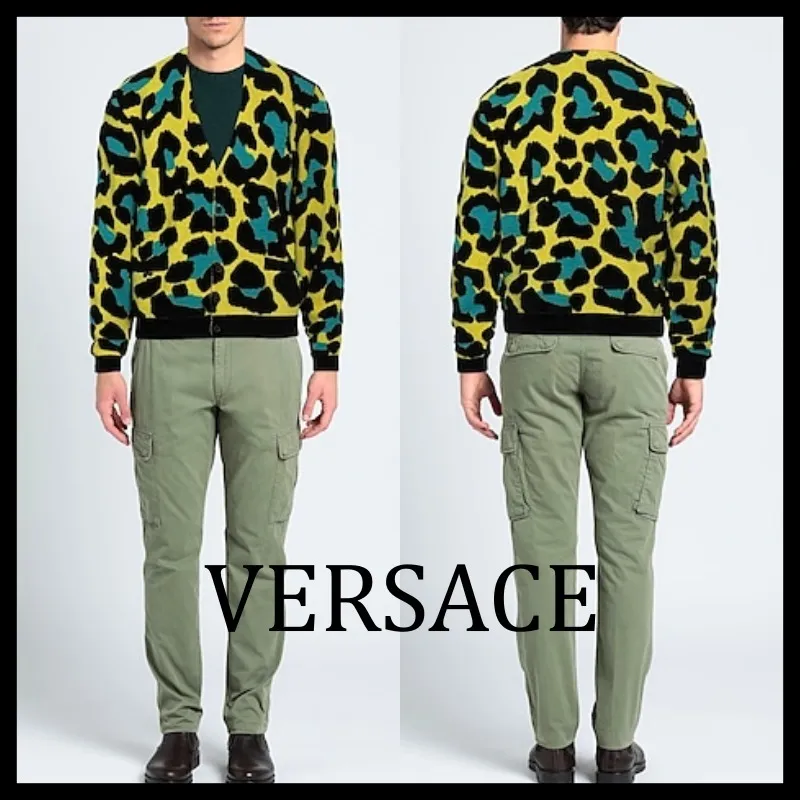 VERSACE  |Leopard Patterns Unisex Wool Nylon Street Style Logo Luxury