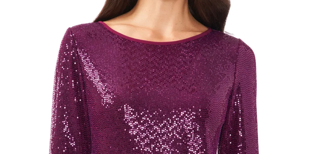 Vince Camuto Women's Sequin Bell Sleeve Top Purple