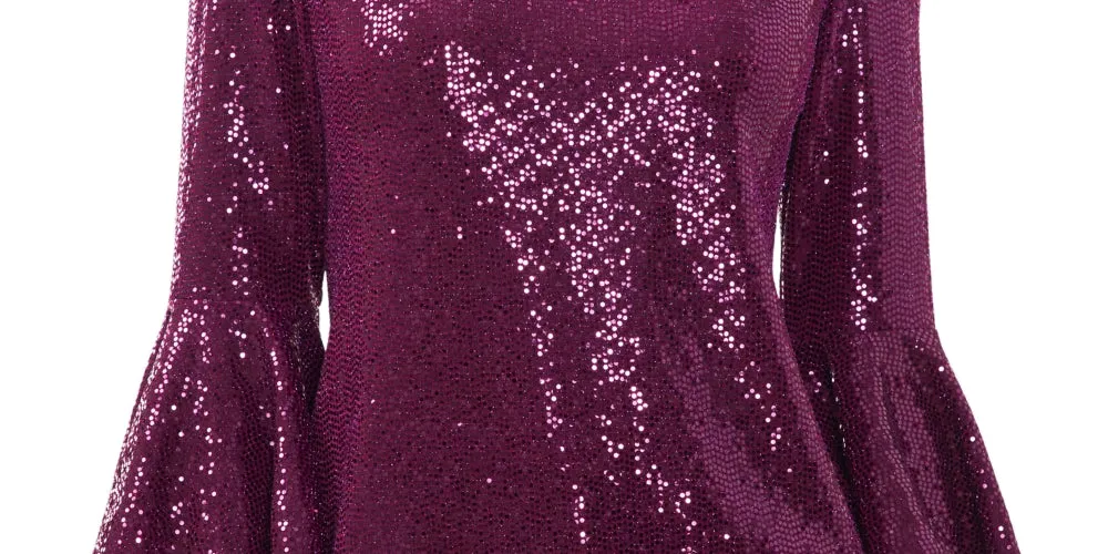 Vince Camuto Women's Sequin Bell Sleeve Top Purple