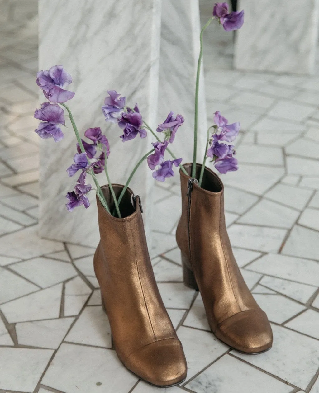 warehouse sale - bronze metallic suede boot