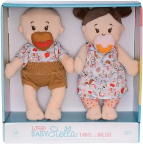 Wee Baby Stella Peach Twin Dolls / Brown Hair