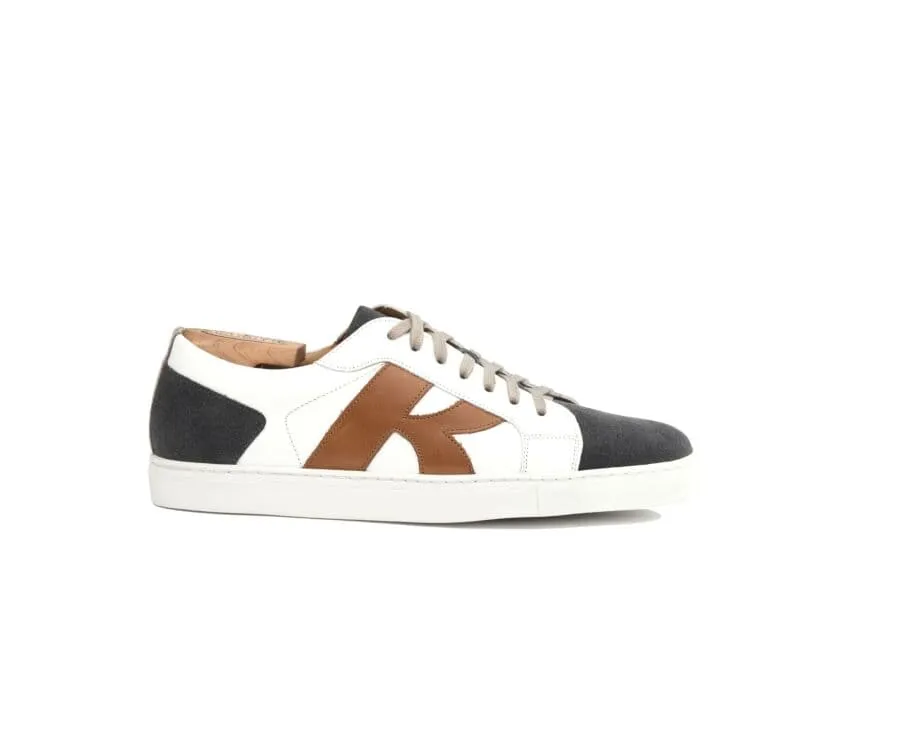 White and Grey suede Men's Trainers - BRENTWOOD