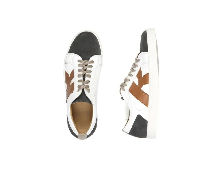 White and Grey suede Men's Trainers - BRENTWOOD