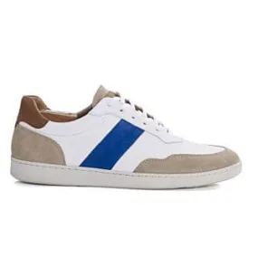 White beige and Blue Men's leather Trainers - BERRINGA