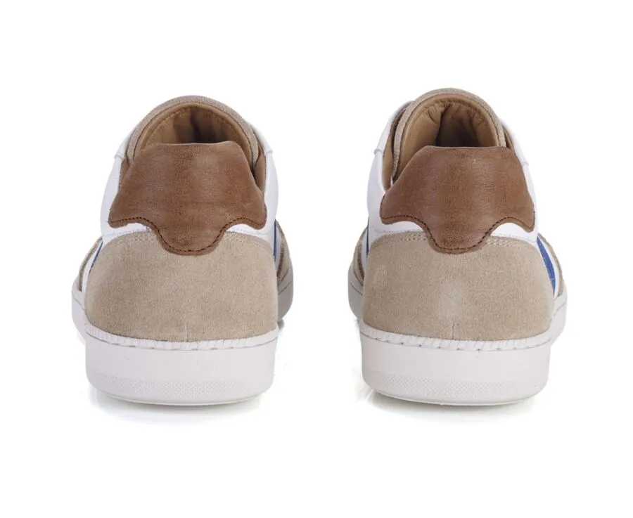 White beige and Blue Men's leather Trainers - BERRINGA