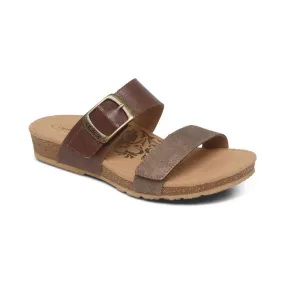 Women's Aetrex Daisy Adjustable Slide Color: Brown