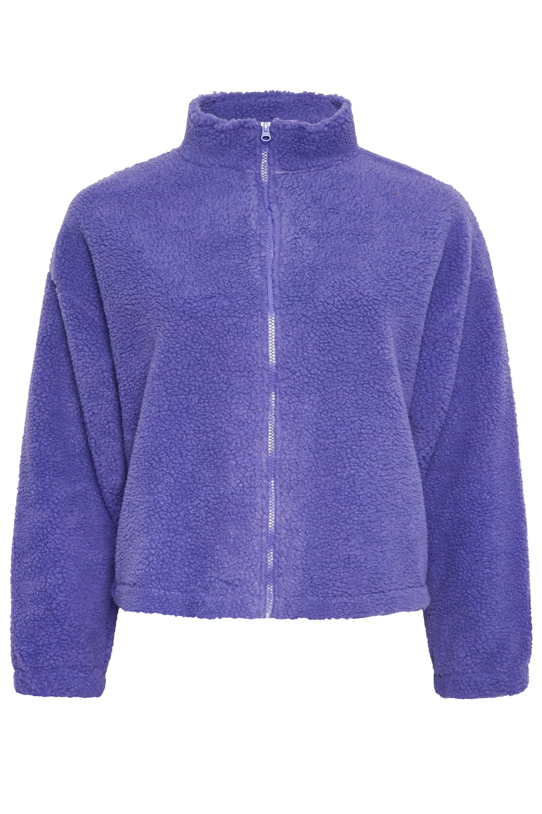 YOURS Curve Purple Cropped Zip Through Teddy Fleece