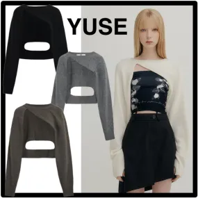 YUSE  |Casual Style Unisex Street Style Logo V-neck & Crew neck