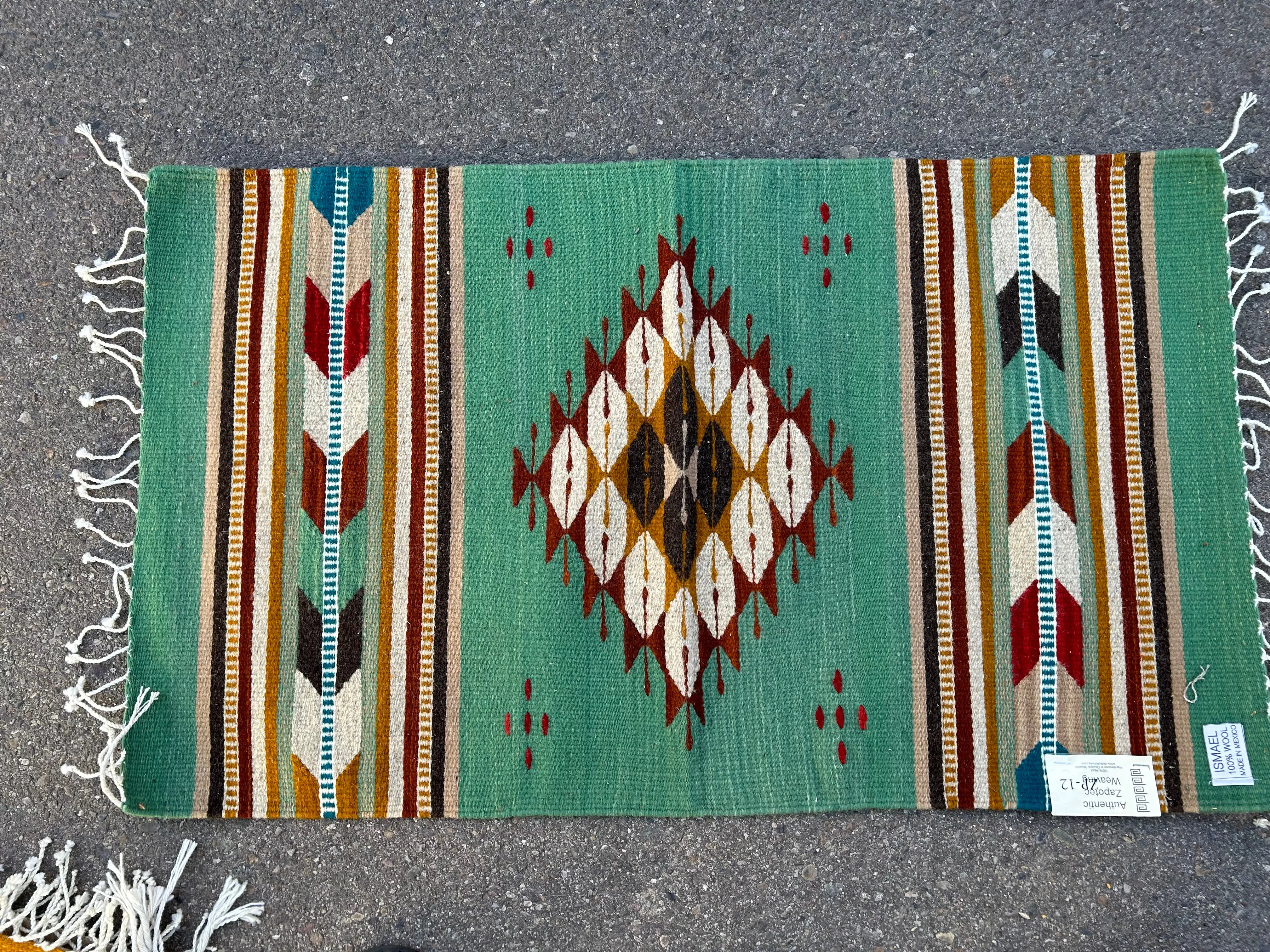 Zapotec handwoven wool mats, approximately 21” x 43” ZP12