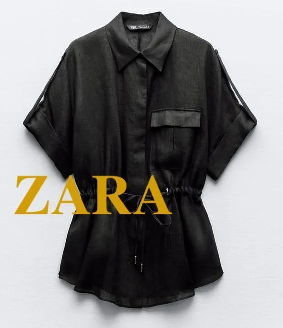 ZARA  |Casual Style Linen Shirts & Blouses