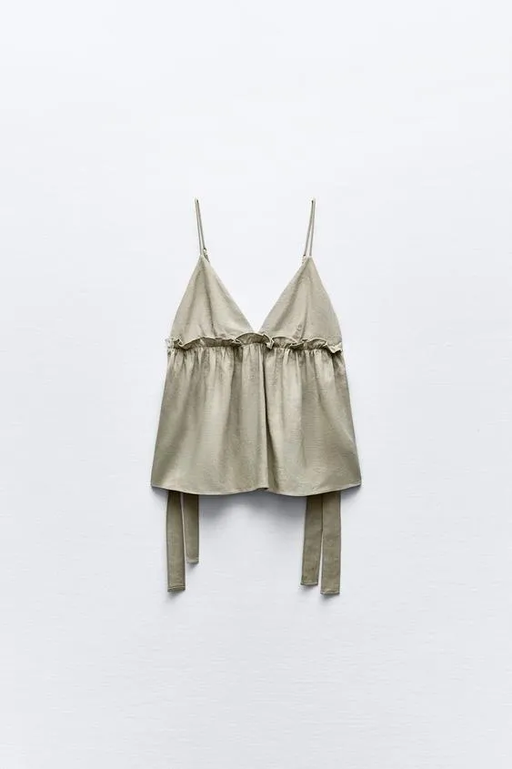 ZARA  |Casual Style Linen Tanks & Camisoles