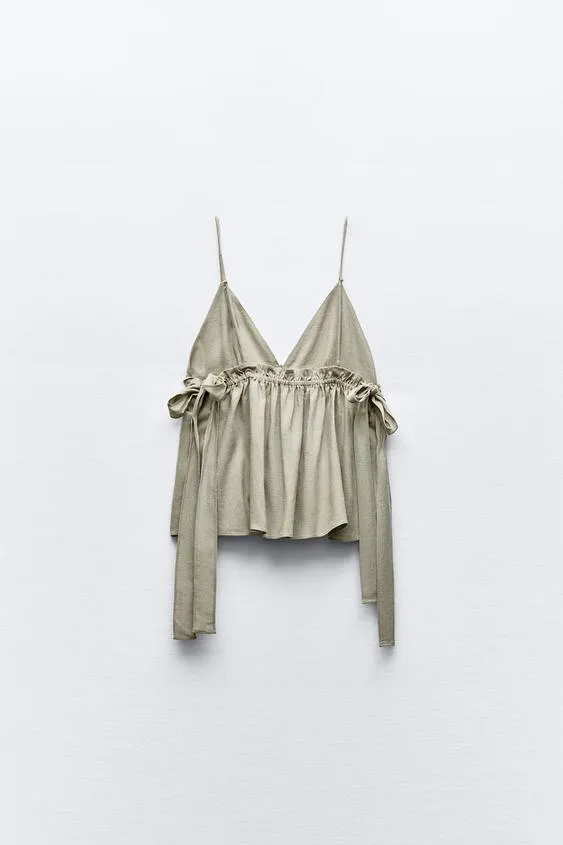 ZARA  |Casual Style Linen Tanks & Camisoles