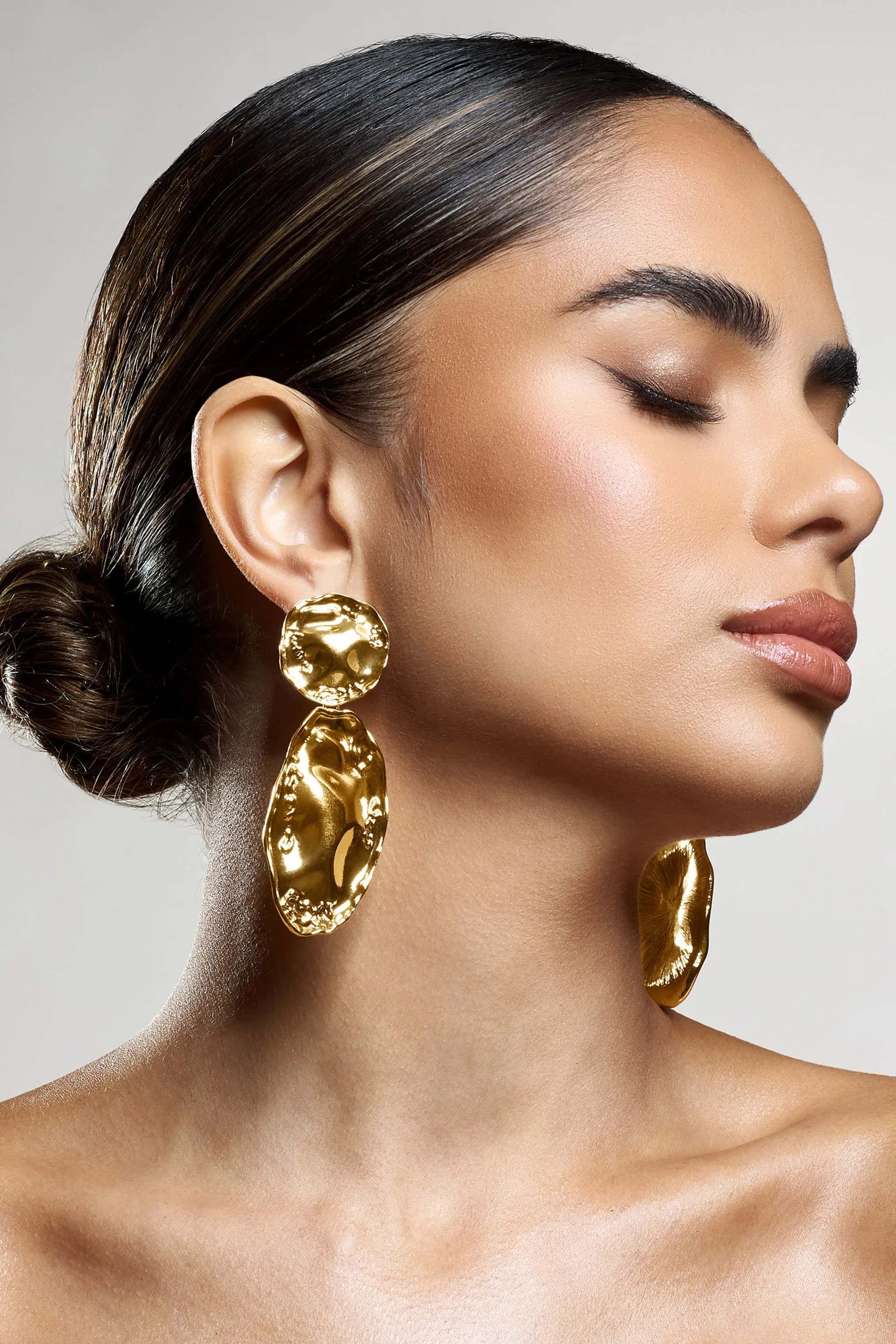 Zen | Gold Abstract Drop Circle Earrings